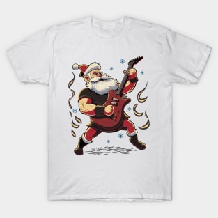 Christmas Guitar Gift Santa Claus Guitarist Funny Guitar T-Shirt